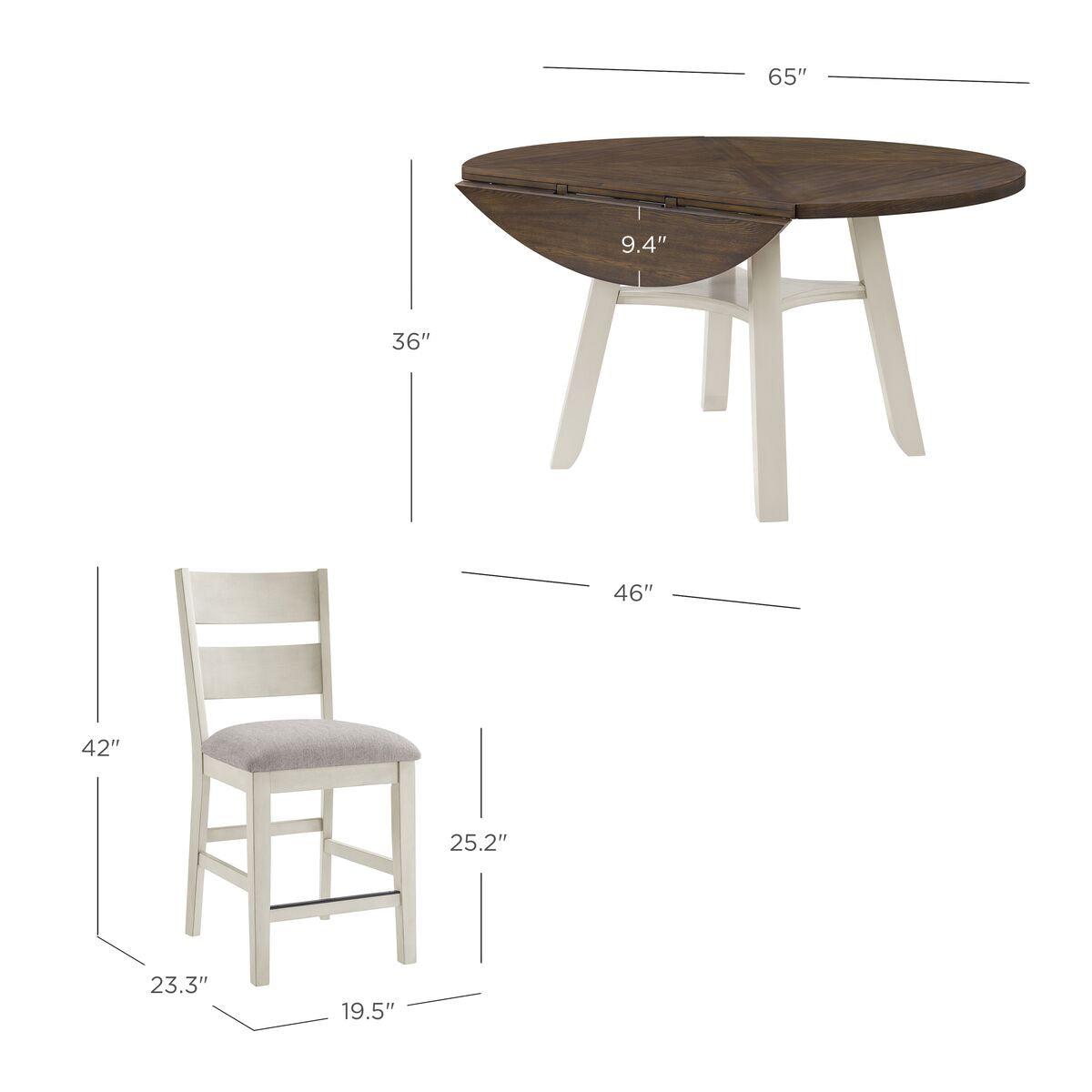 Easton 7-Piece Square to round Counter Height Dining Set