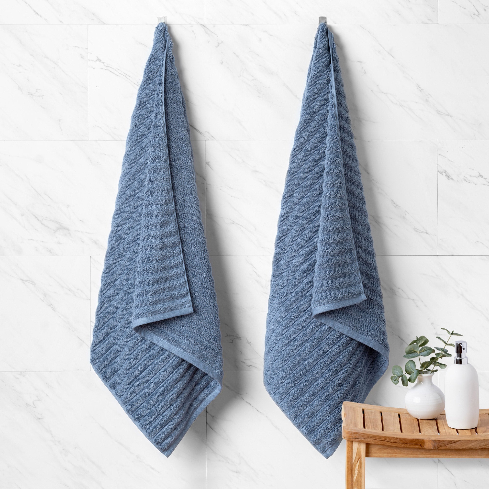 Welhome 100% Cotton Bumpy Textured Bath Towel 2-Piece Set