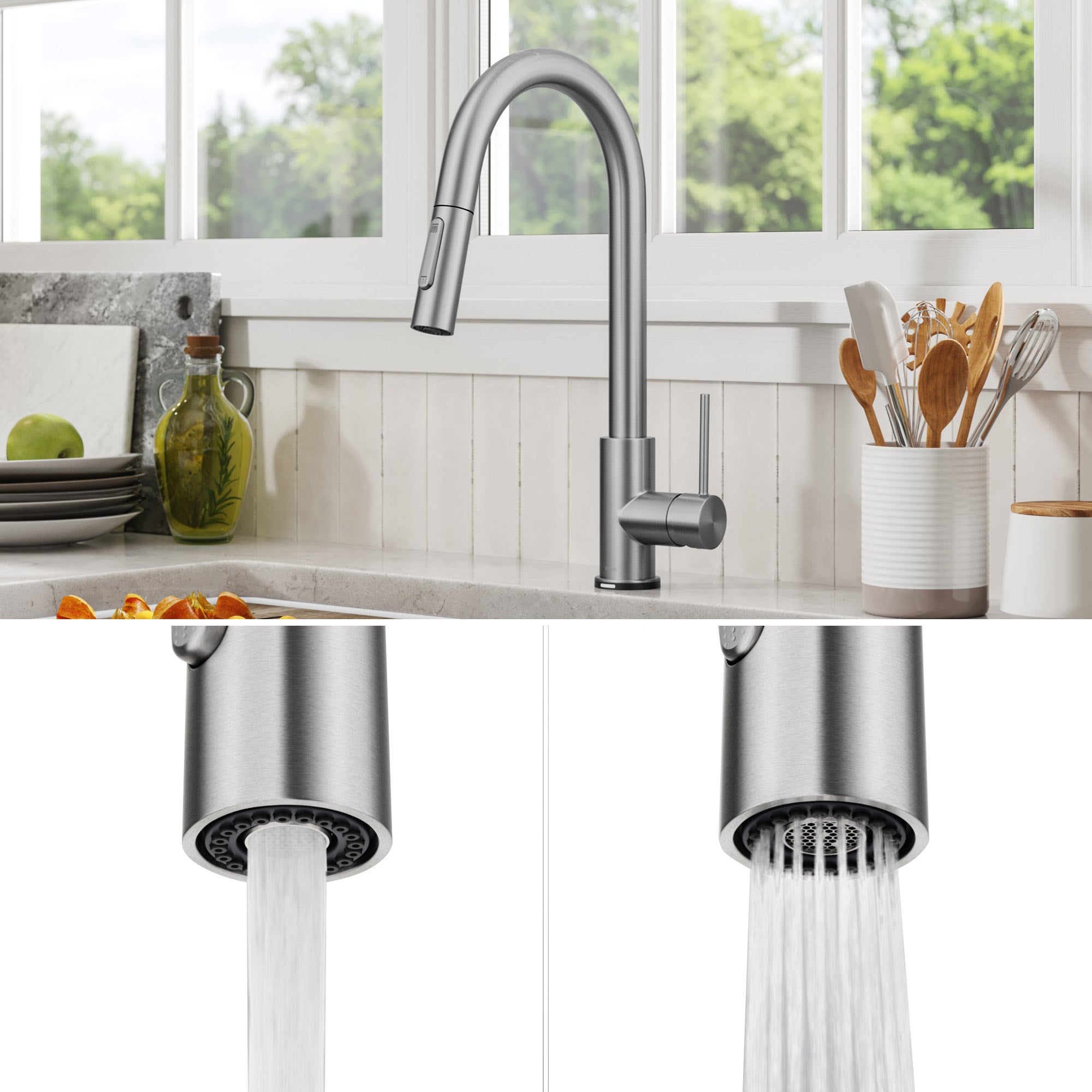 Contemporary Single-Handle Touch Kitchen Sink Faucet with Pull down Sprayer