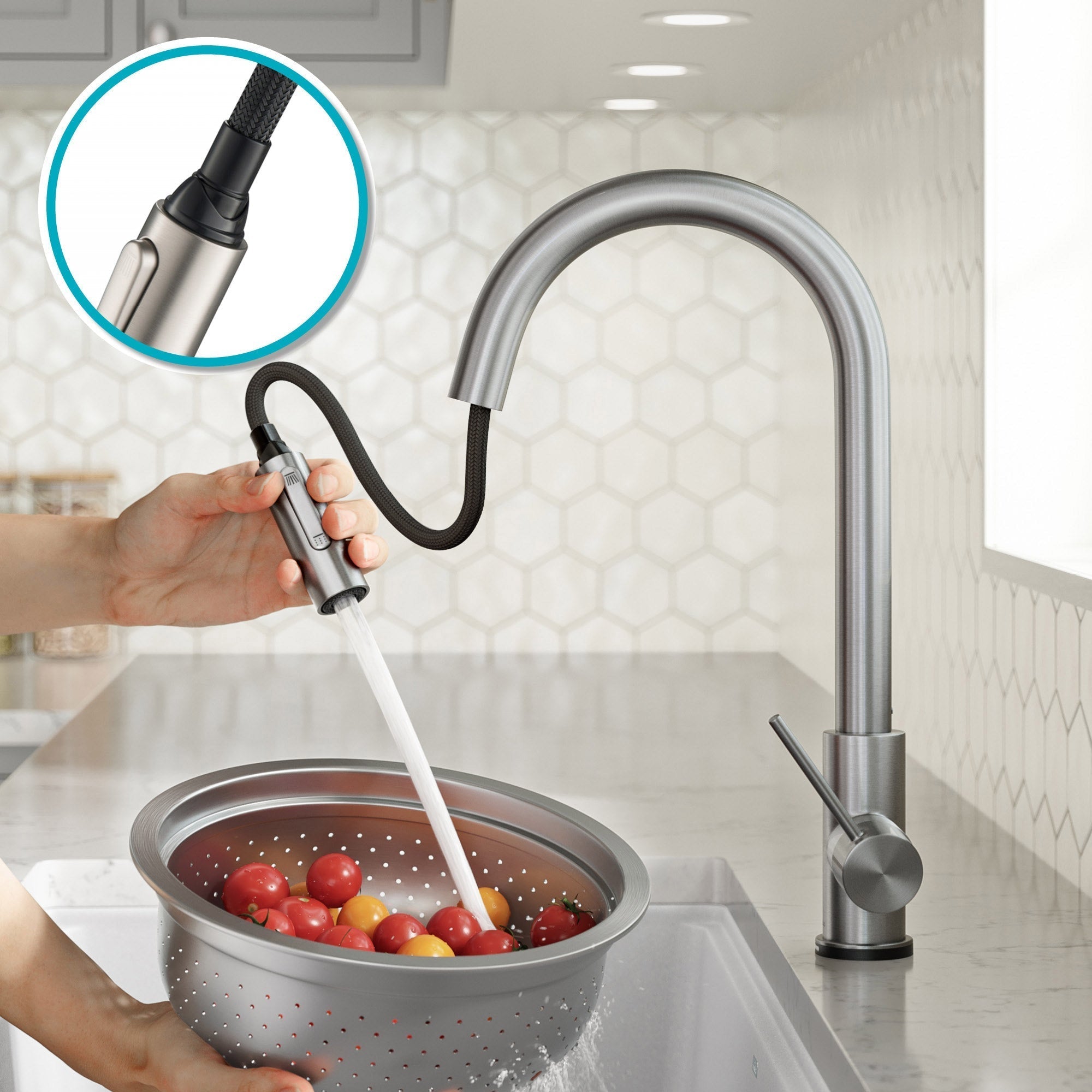 Contemporary Single-Handle Touch Kitchen Sink Faucet with Pull down Sprayer