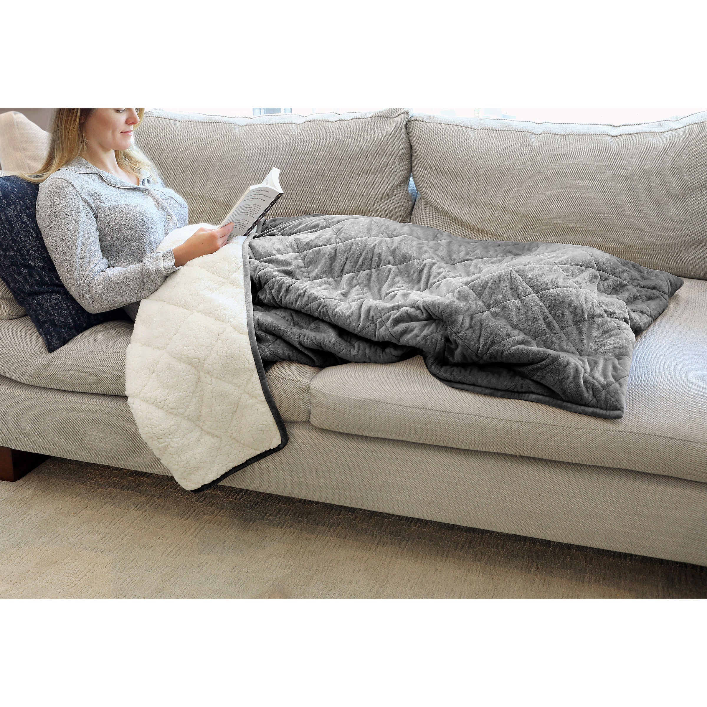 St James Home Sherpa Fleece Foot Pocket Throw