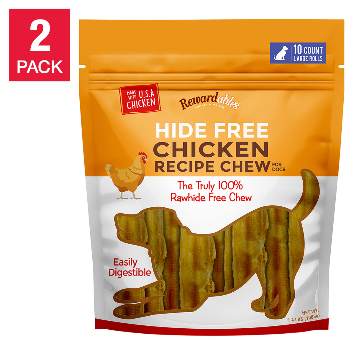 Rewardables Rawhide Free Chicken Chews, 10-count, 2-pack Image