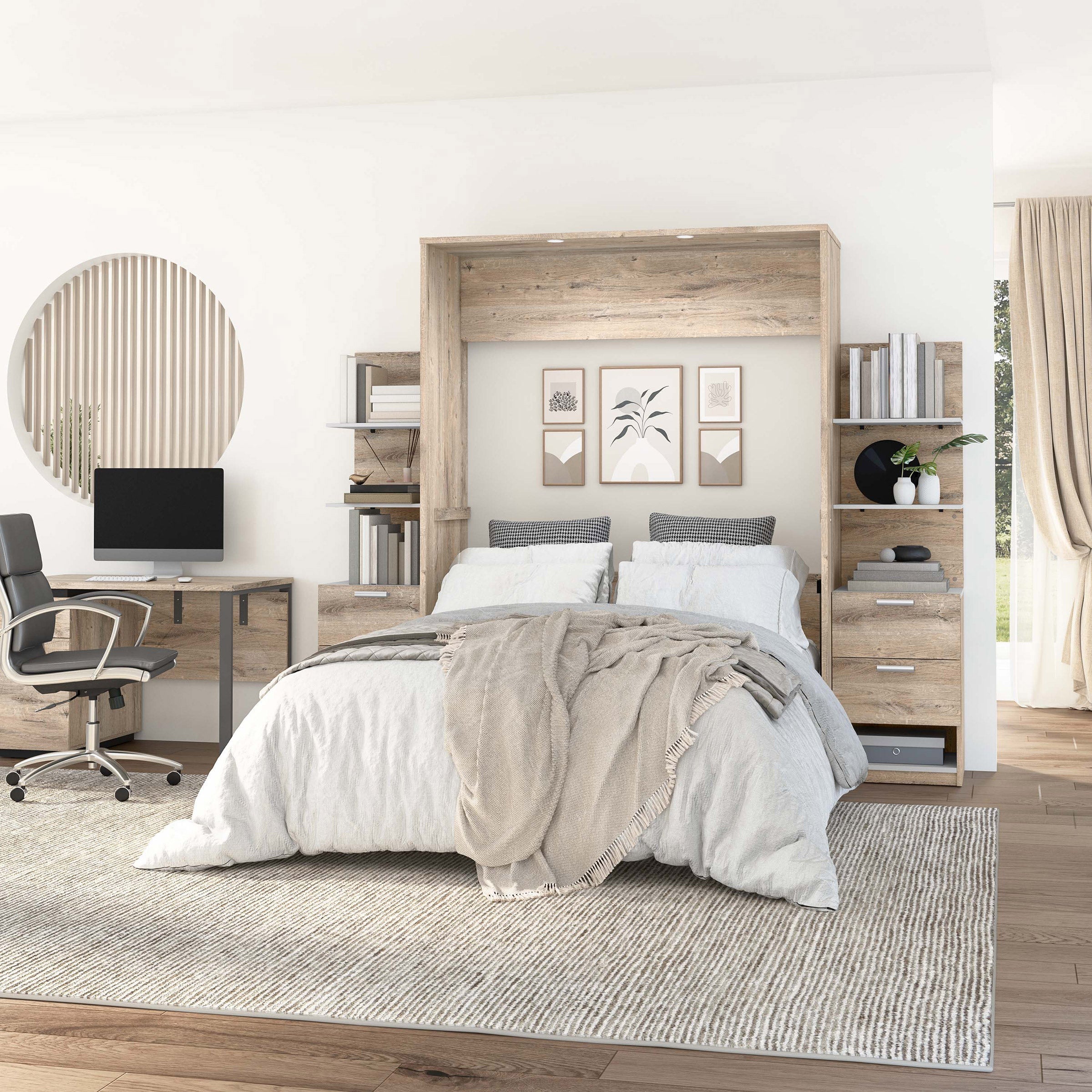 Cielo Queen Murphy Bed with Nightstands and Shelves