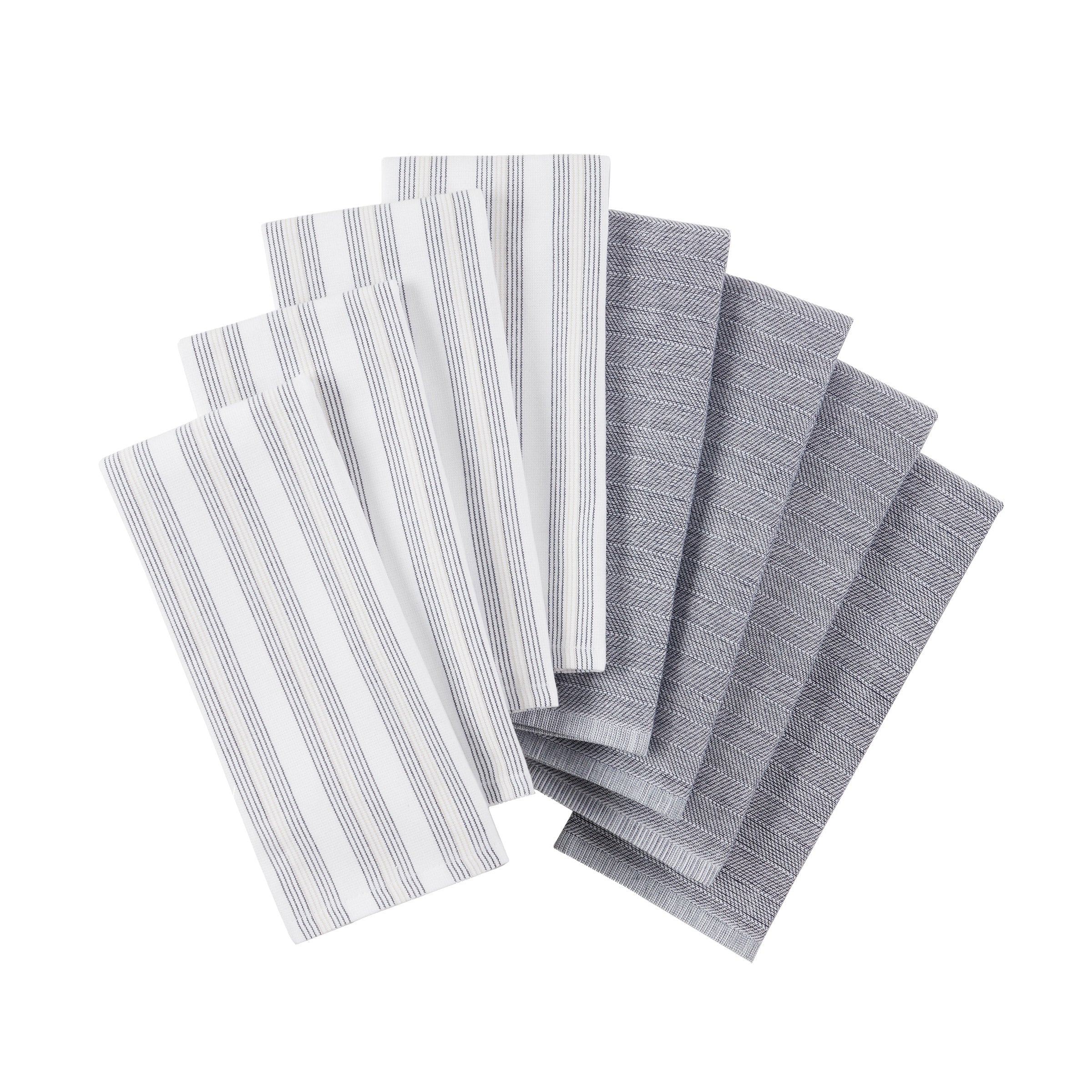 Chambray Stripe Kitchen Towels, 8-Piece Set